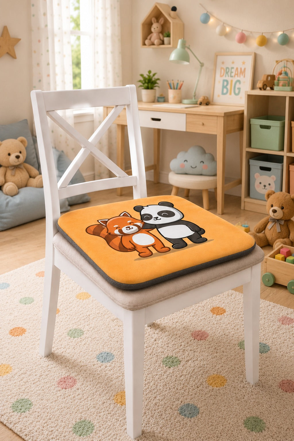 Kids Memory Foam Chair Pad Square Panda